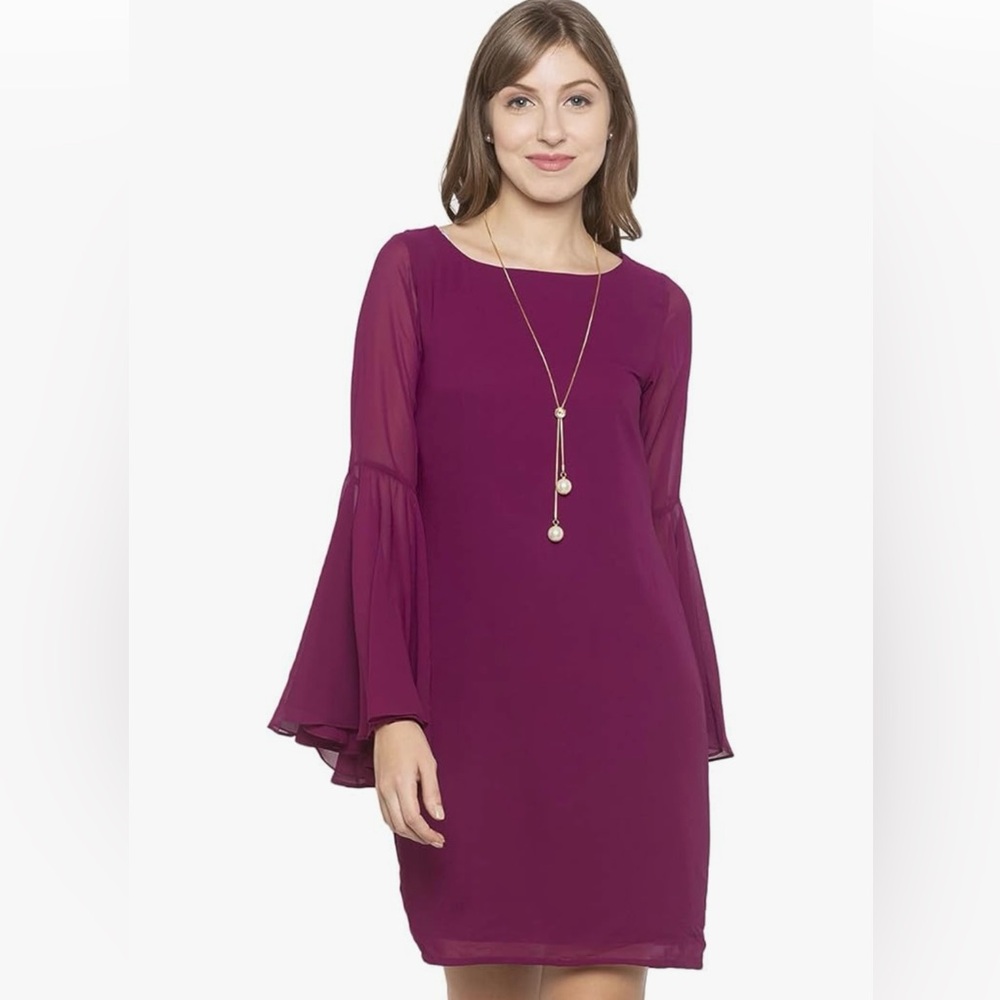 Chic Magenta Bell Sleeve Dress